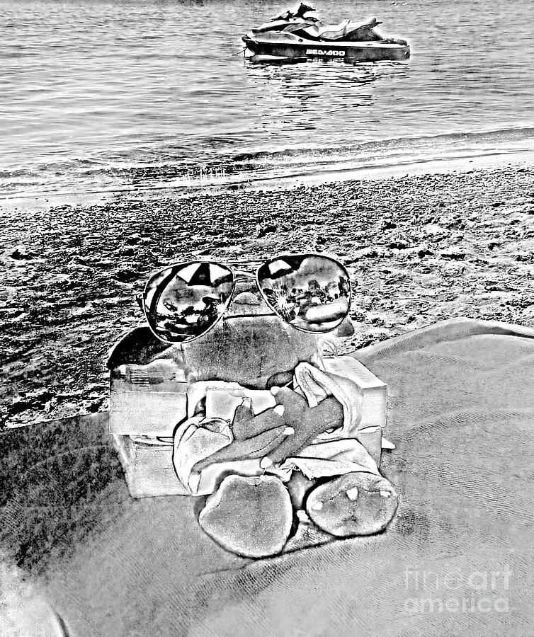 Sketch of a relaxing beach, with a good book or two Photograph by Pics By Tony