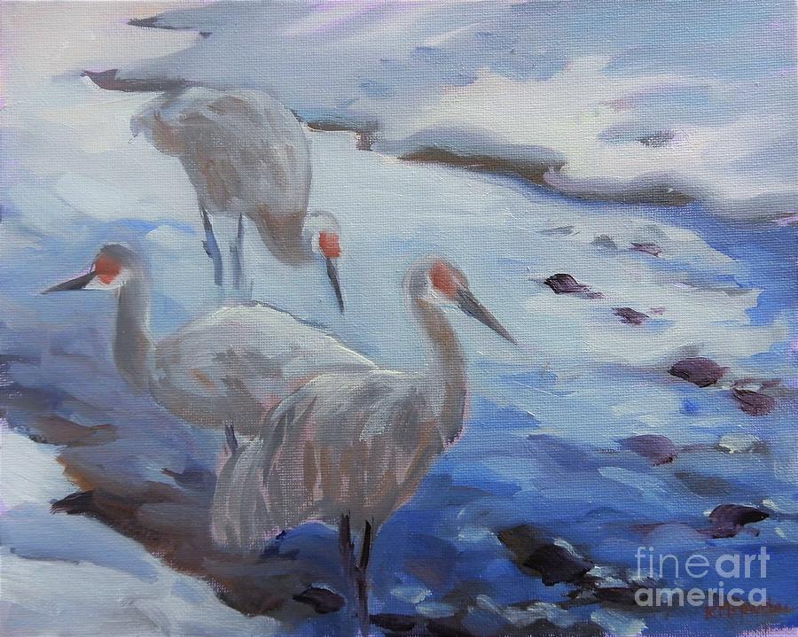 Sketch of Cranes Painting by K M Pawelec