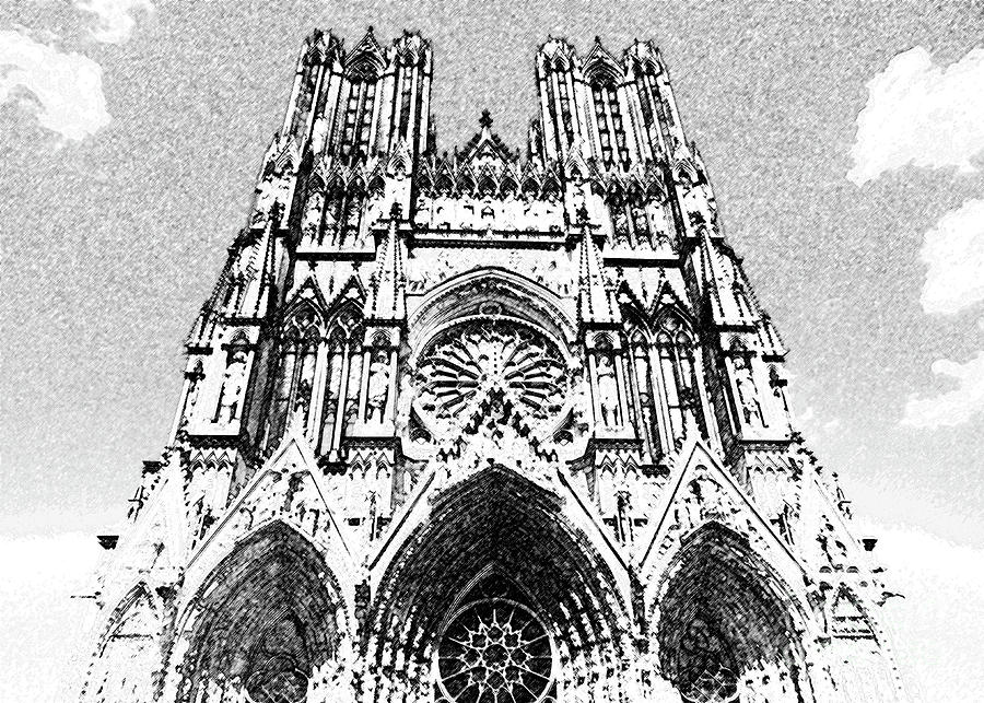 Sketch Of Notre-dame De Reims Photograph