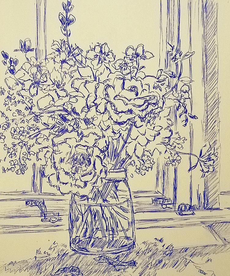 Sketch of Still Life from Somerleyton Gardens 01 Drawing by Amalia Suruceanu