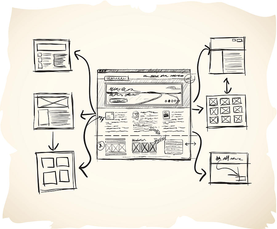 Sketch sitemap with wireframe Drawing by SpiffyJ