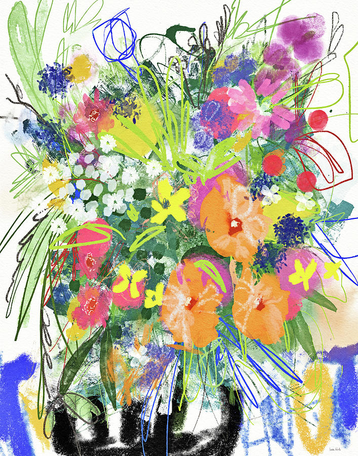 Sketchbook Wildflowers- Art by Linda Woods Mixed Media by Linda Woods