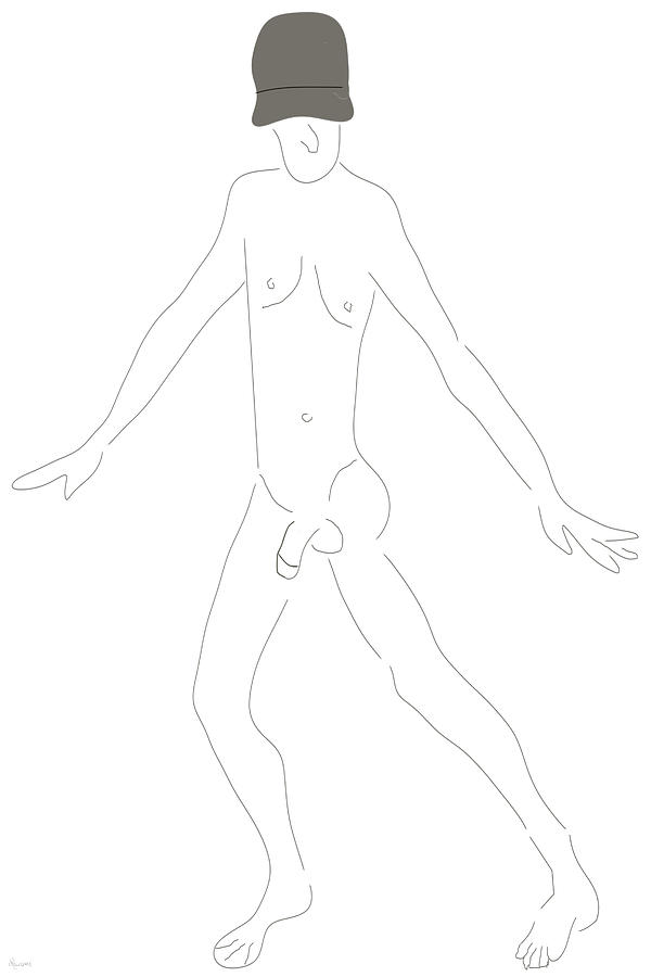 Nude Drawing - Sketched Male Nude 30 by Artist Laurence