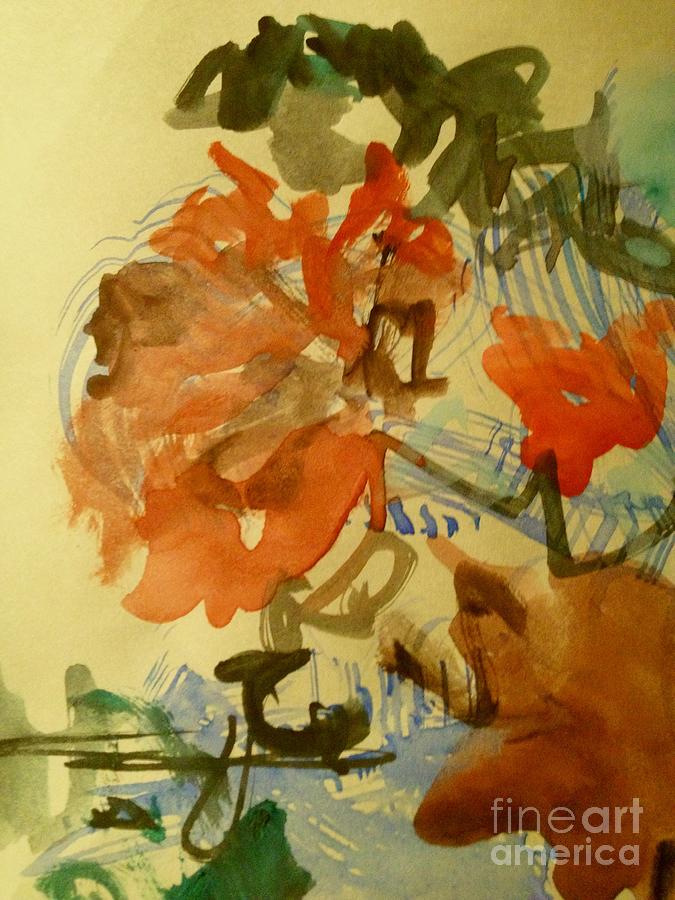 Orange Painting - Sketching Flowers by Nancy Kane Chapman