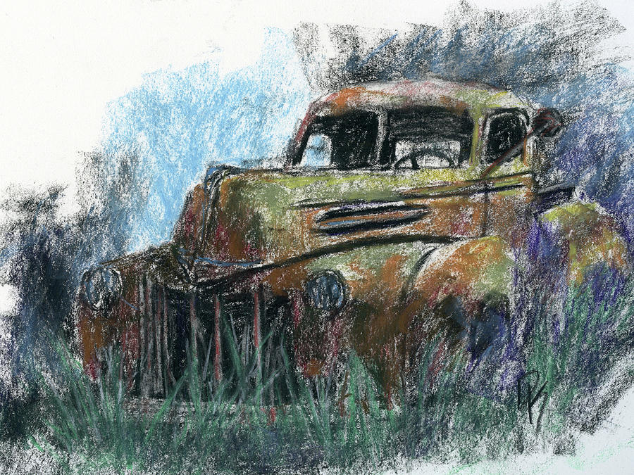 Sketchy Abandoned Ford Truck Clr Mixed Media by David King Studio ...