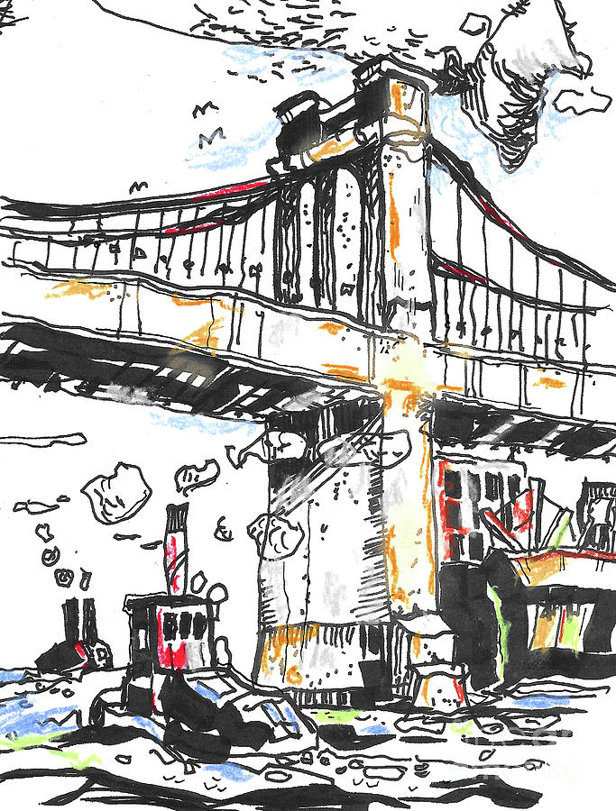 Sketchy Bridge 2023 Painting by Terry Banderas