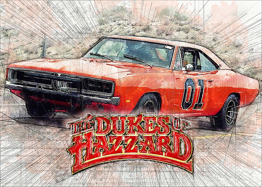 Sketchy Dukes of Hazzard Poster Painting by Finley Turner - Fine Art ...