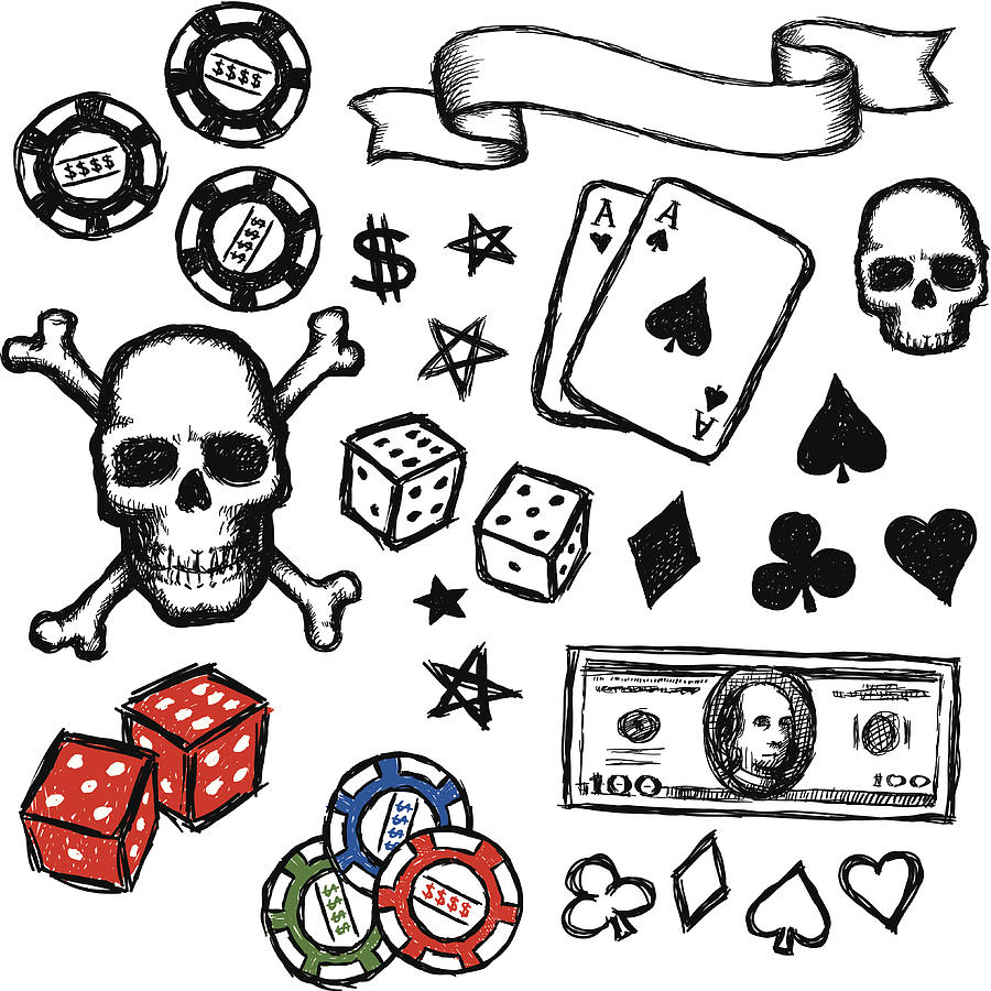 Sketchy gambling icons Drawing by Enjoynz
