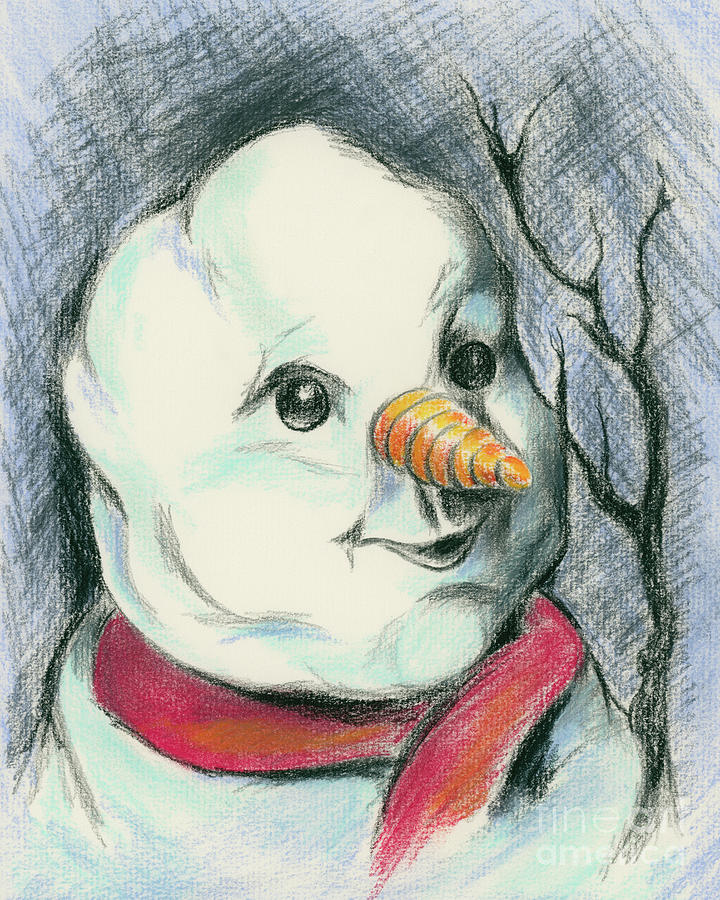 Sketchy Snowman Drawing by MM Anderson