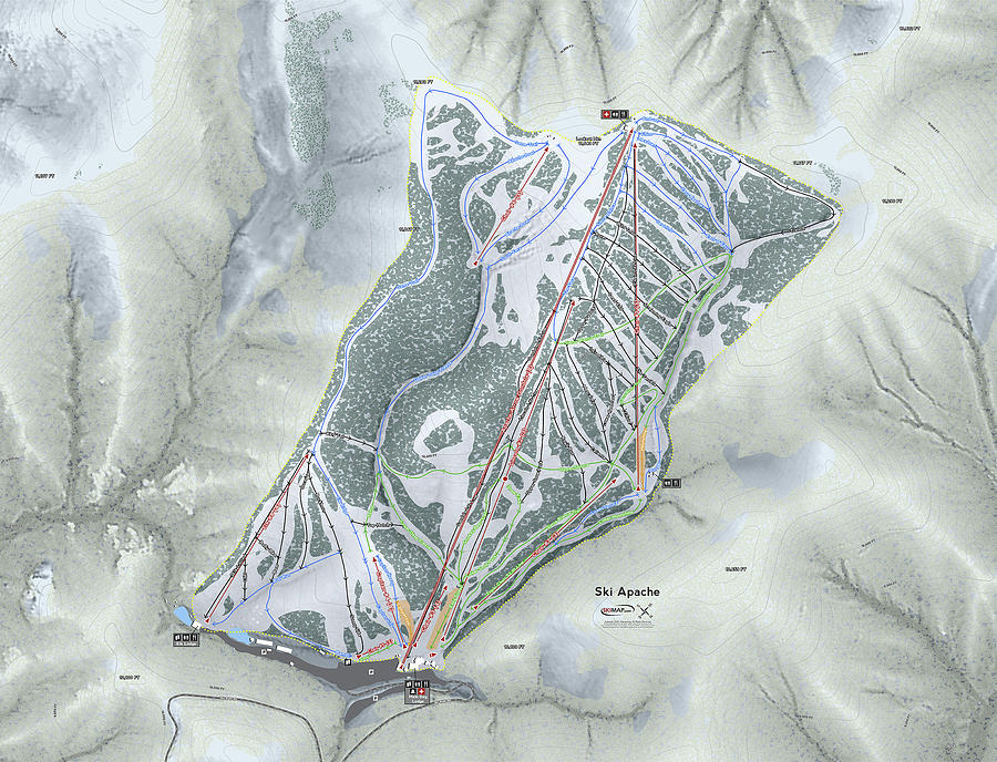 Ski Apache Ski Resort Map Digital Art by Powder Addicts - Fine Art America