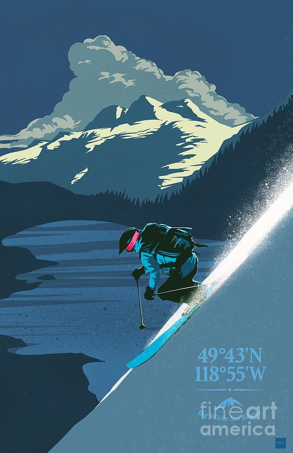 Ski Big White Retro Travel Poster Painting by Sassan Filsoof