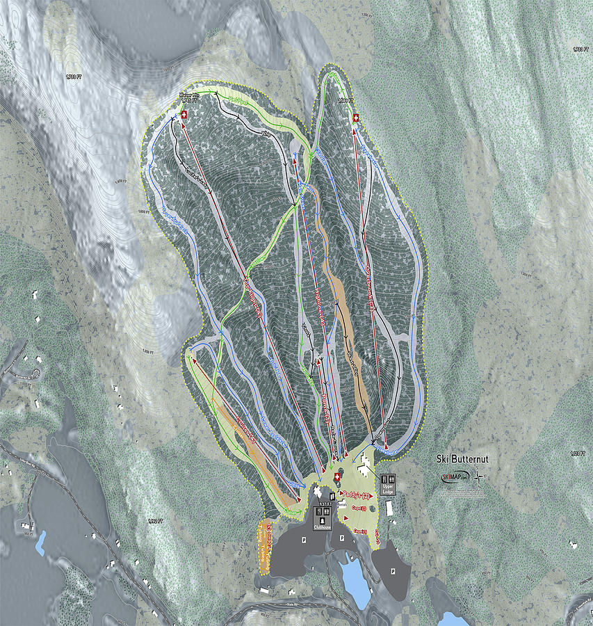 Ski Butternut Ski Resort Map Digital Art by Powder Addicts - Fine Art 