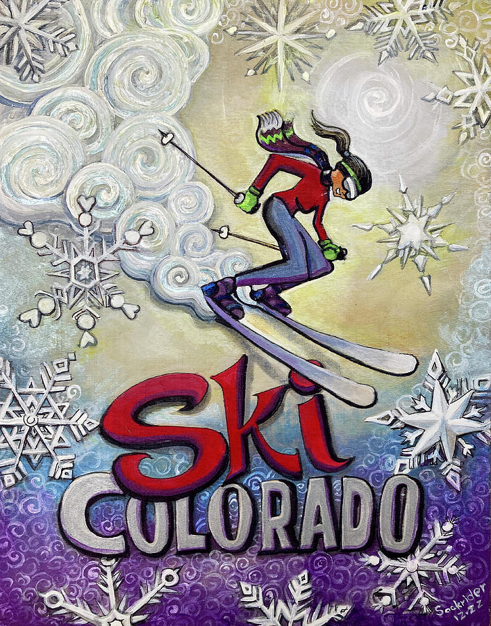 Ski Colorado Painting by David Sockrider