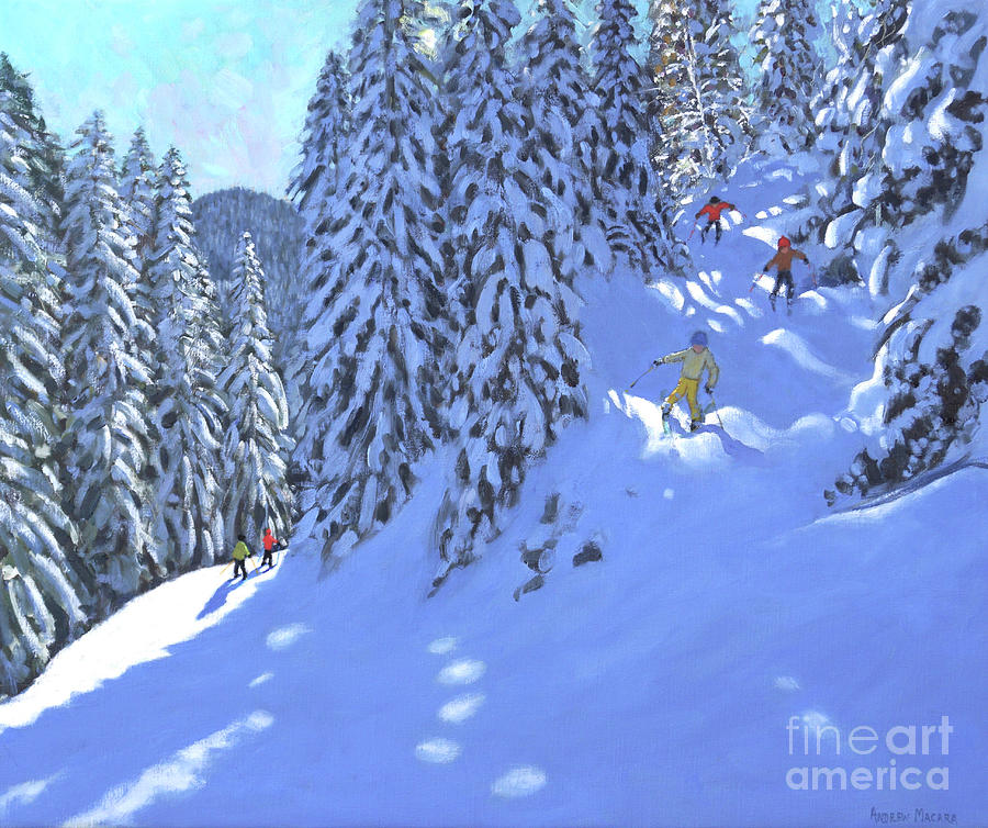 Ski Francais, Morzine Painting by Andrew Macara