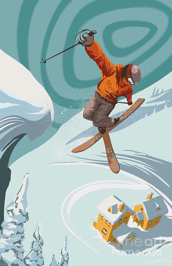 Skiing Painting - Ski Freestyler by Sassan Filsoof