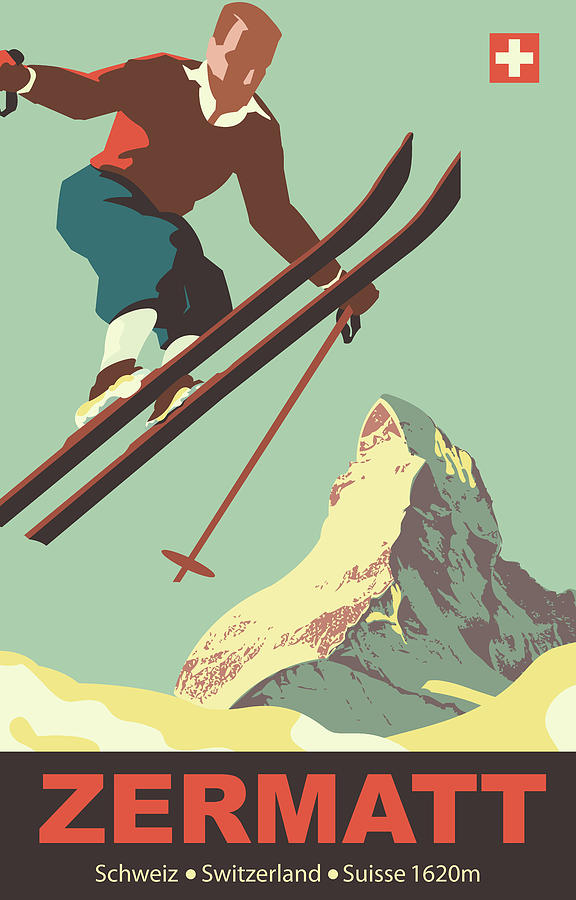 Ski in Zermatt Digital Art by Long Shot