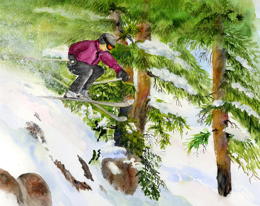 Ski Jumper Painting by Martha Lancaster
