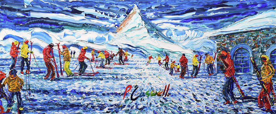 Ski Mug from the Matterhorn and Zermatt Painting by Pete Caswell