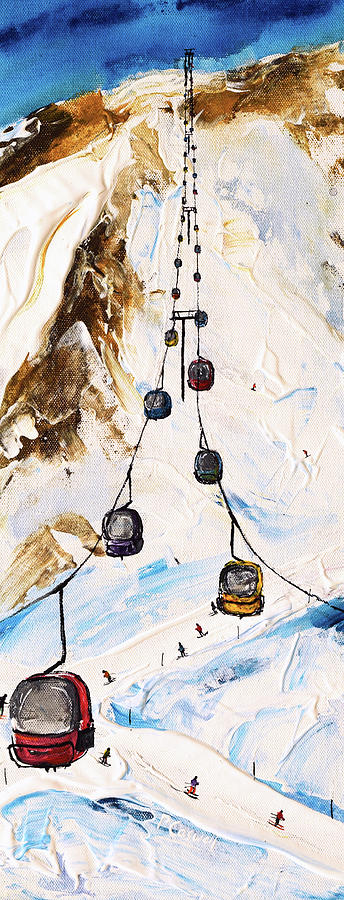 Ski Print of Plattieres 3 gondola Meribel Mottaret Painting by Pete Caswell
