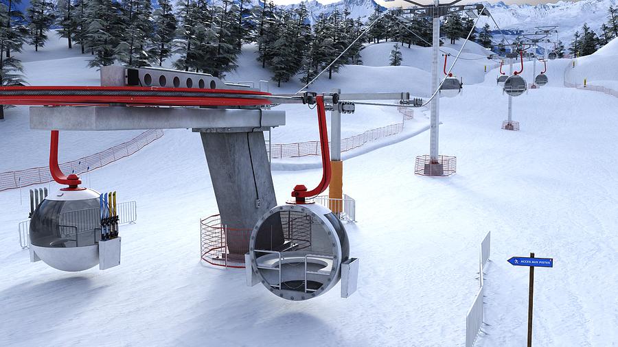 condensor passend deeltje Ski Resort Trolley Digital Art by Thomas Hauser - Pixels