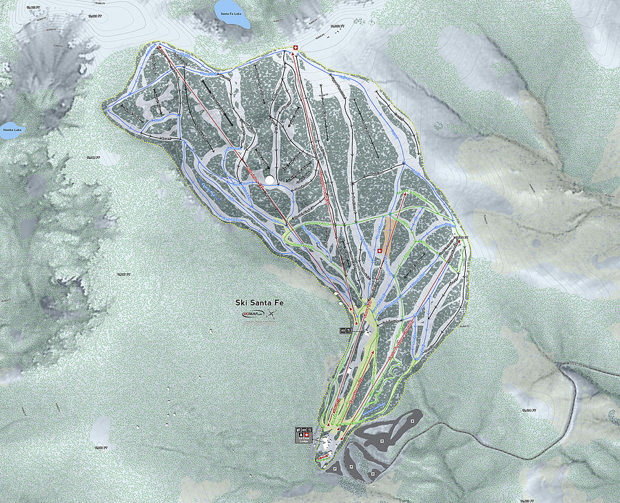 Ski Santa Fe Ski Resort Map Digital Art by Powder Addicts - Fine Art ...