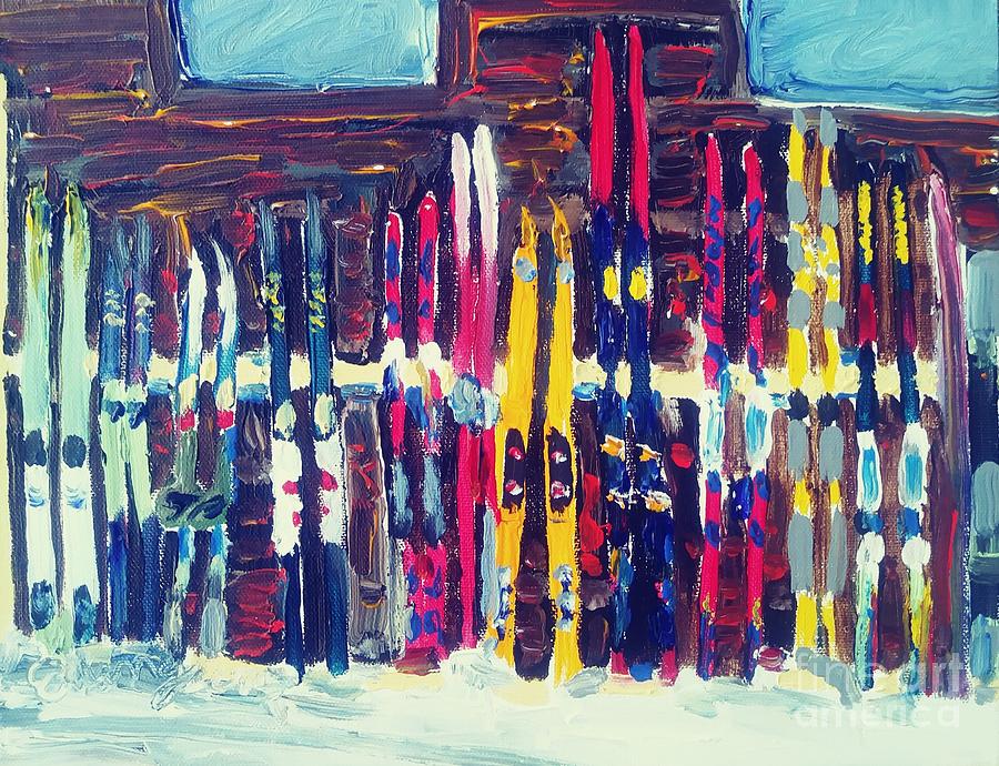 Ski storage Painting by Rodger Ellingson