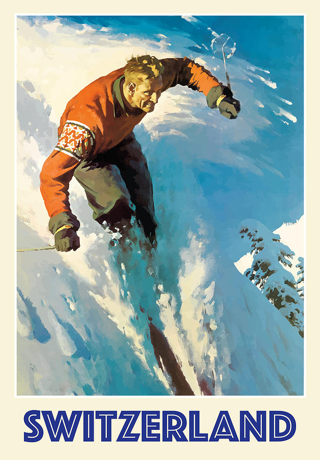 Ski Switzerland Digital Art by Gary Grayson
