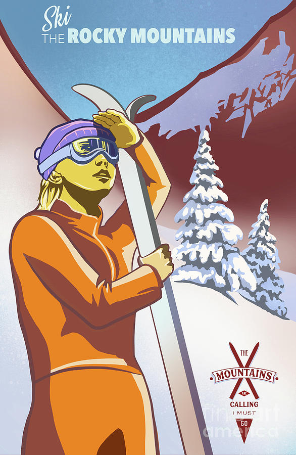 Winter Painting - Ski the Rocky Mountains by Sassan Filsoof
