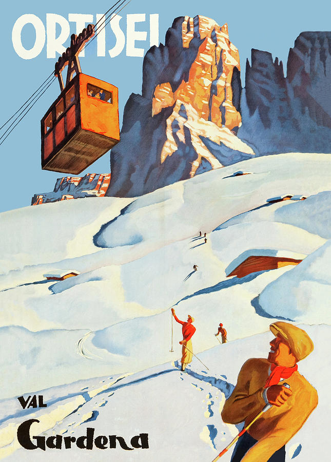 Mountain Digital Art - Ski Track at Ortisei, Val Gardena by Long Shot