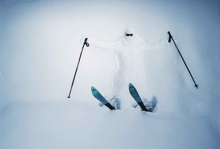 Skier Covered in Snow Photograph by David Trood