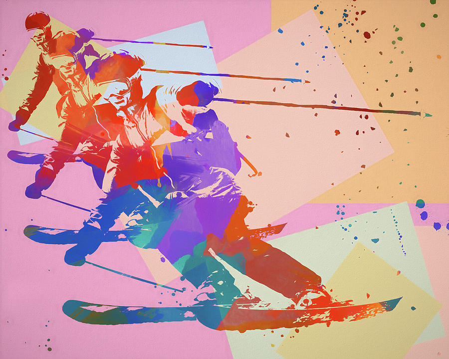 Skier Pop Art 2 Painting by Dan Sproul