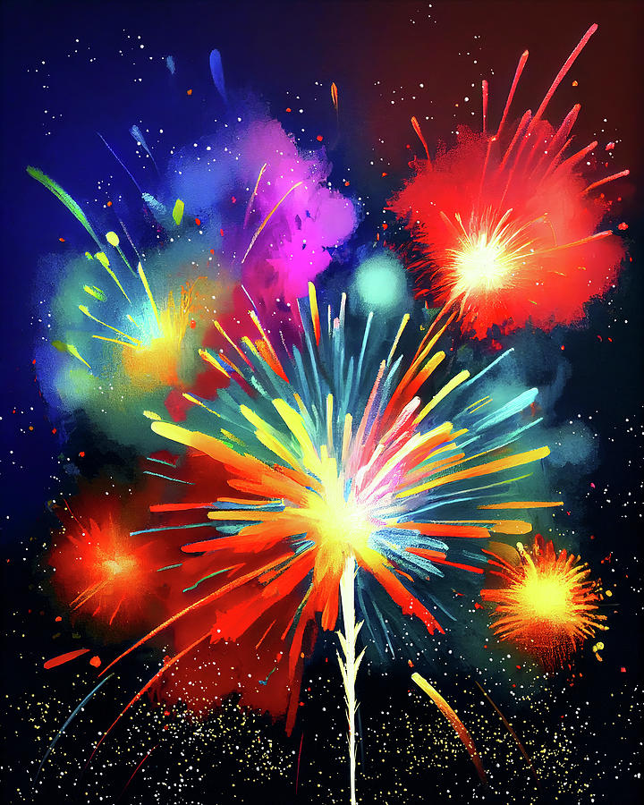Skies Aglow With Fireworks Digital Art by Mark E Tisdale