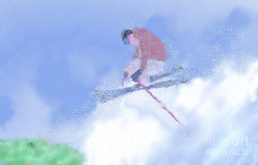 #Skiing Digital Art by Arlene Babad