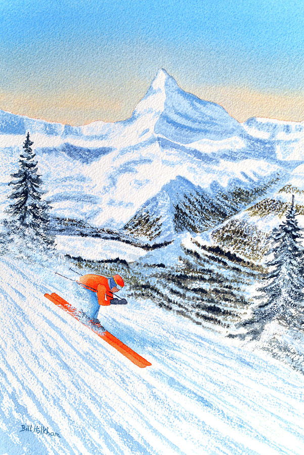 Skiing - Catch Me If You Can Painting by Bill Holkham