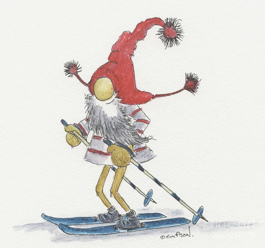 Skiing Painting by Eva Ason
