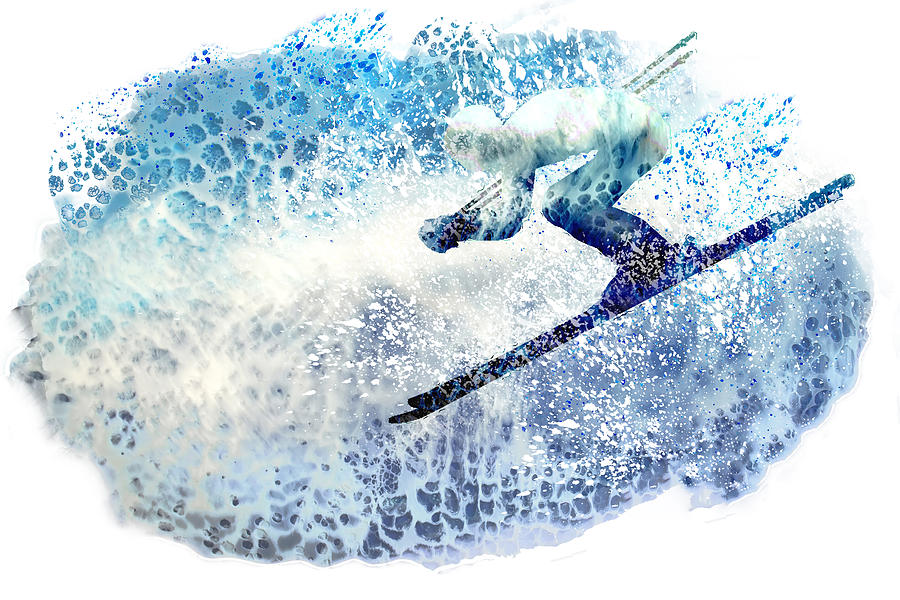 Skiing Fun 02 Painting by Miki De Goodaboom