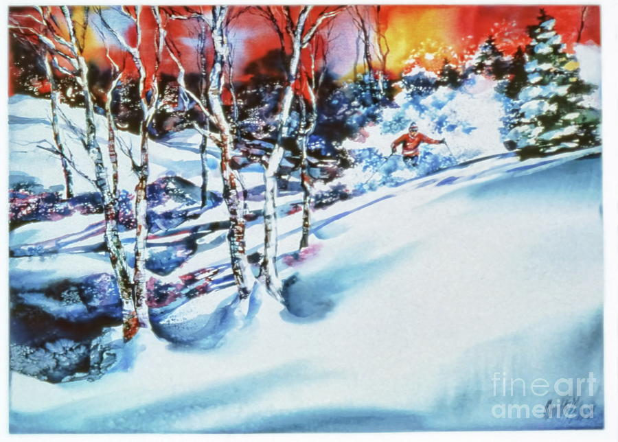 Skiing Painting - Skiing Through the Aspens by Meredith Miller Skiing Painting - Skiing Through the Aspens by Meredith Miller