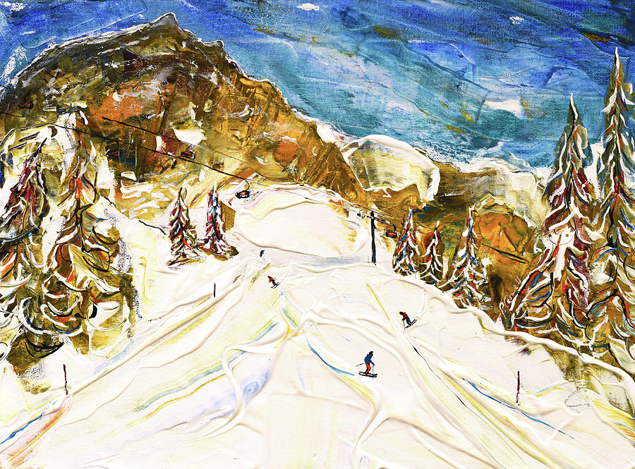 Skiing Under the Eiger Painting by Pete Caswell
