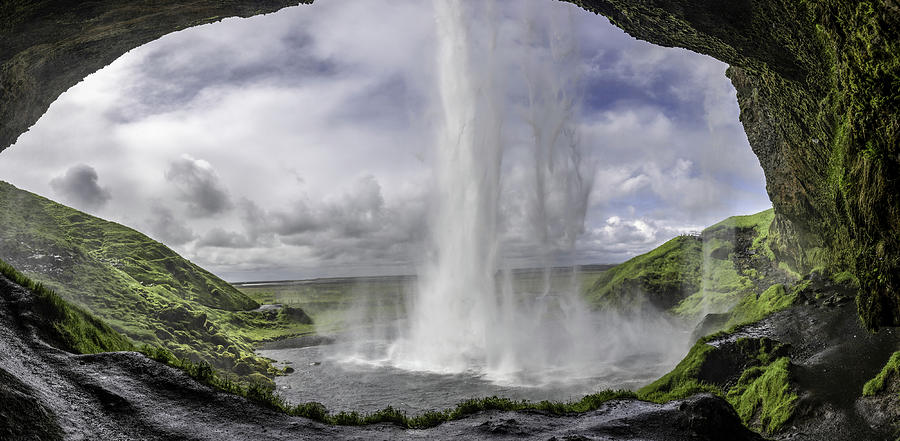 Skogafoss Waterfall Iceland Behhind Photograph by John McGraw