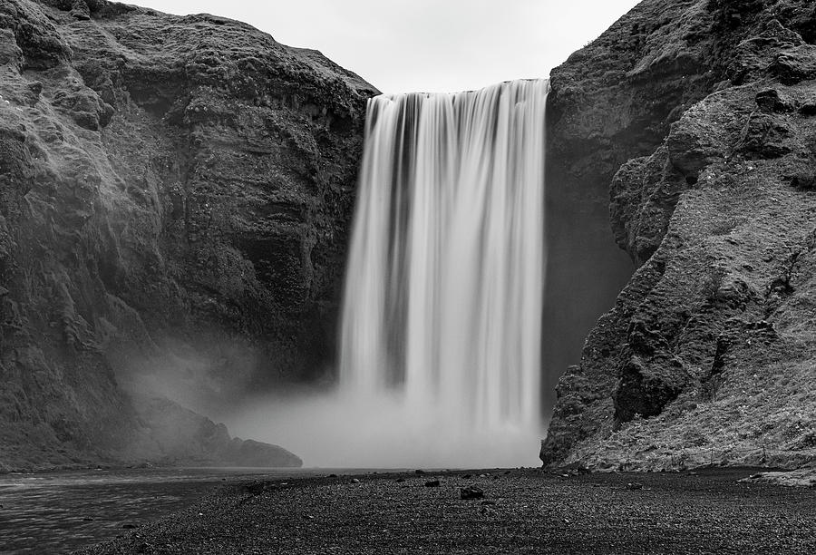 Skogafoss waterfall in monochrome Photograph by Pietro Ebner