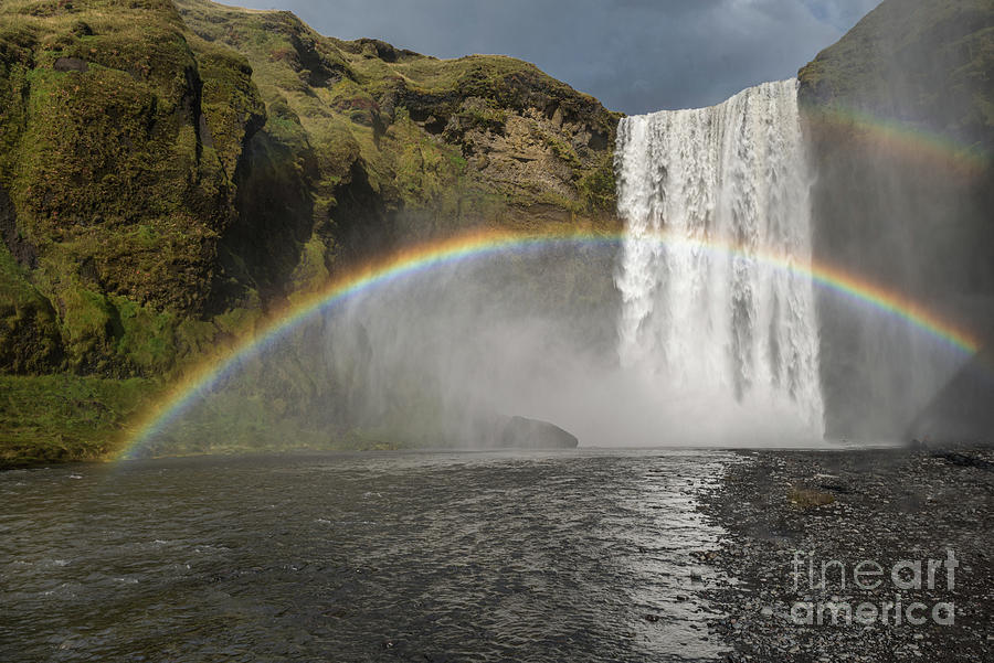 Skogafoss Waterfall with Rainbow Photograph by Daniel Ryan