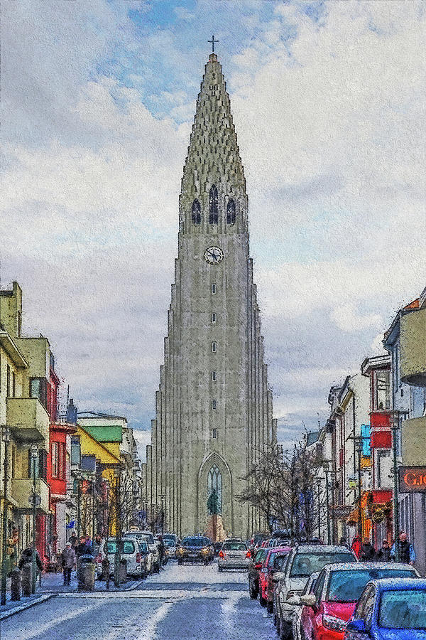Skolavordustigur, Reykjavik, Iceland Digital Art by Frans Blok