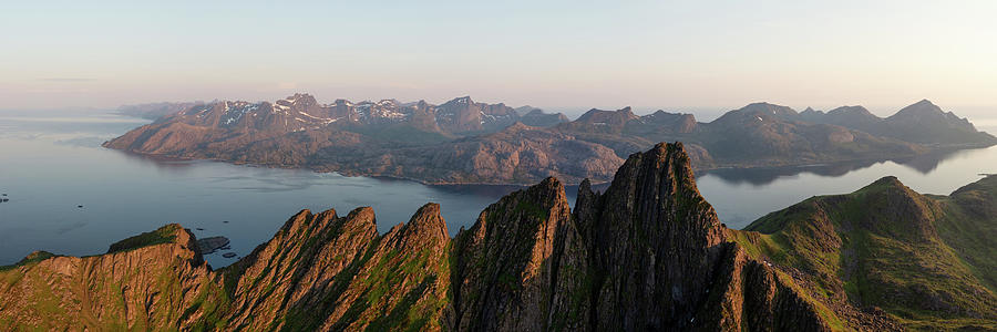 Skottinden mountain aerial ballstad Flakstadoya lofoten islands Photograph by Sonny Ryse