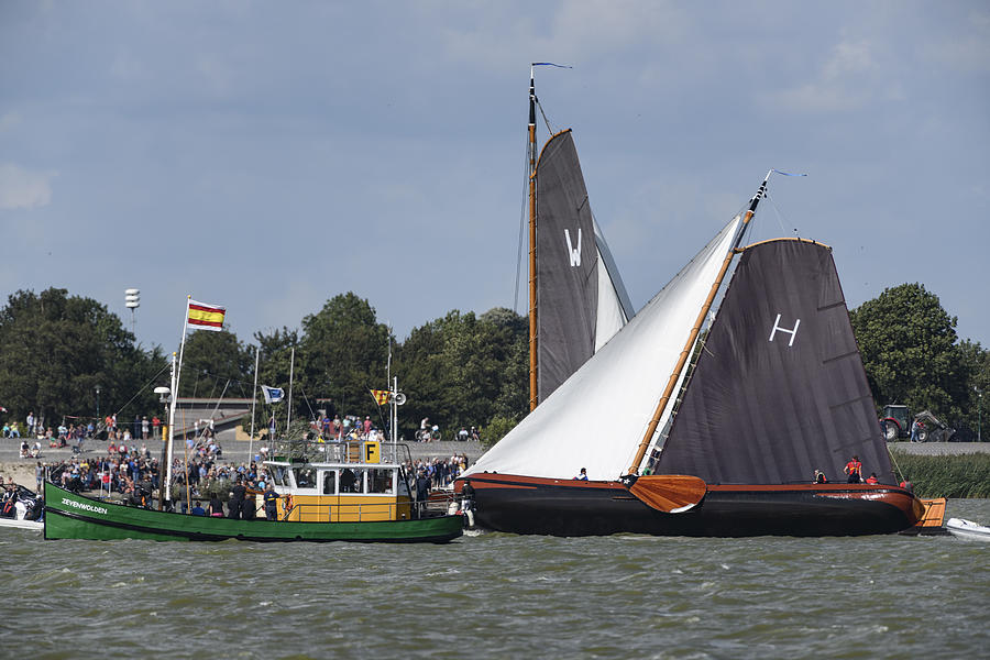 Skûtsje of Heerenveen, the Gerben van Manen, classic Frisian sailing Tjalk ship during the 2019 annual SKS Skûcheksilen Photograph by Sjo