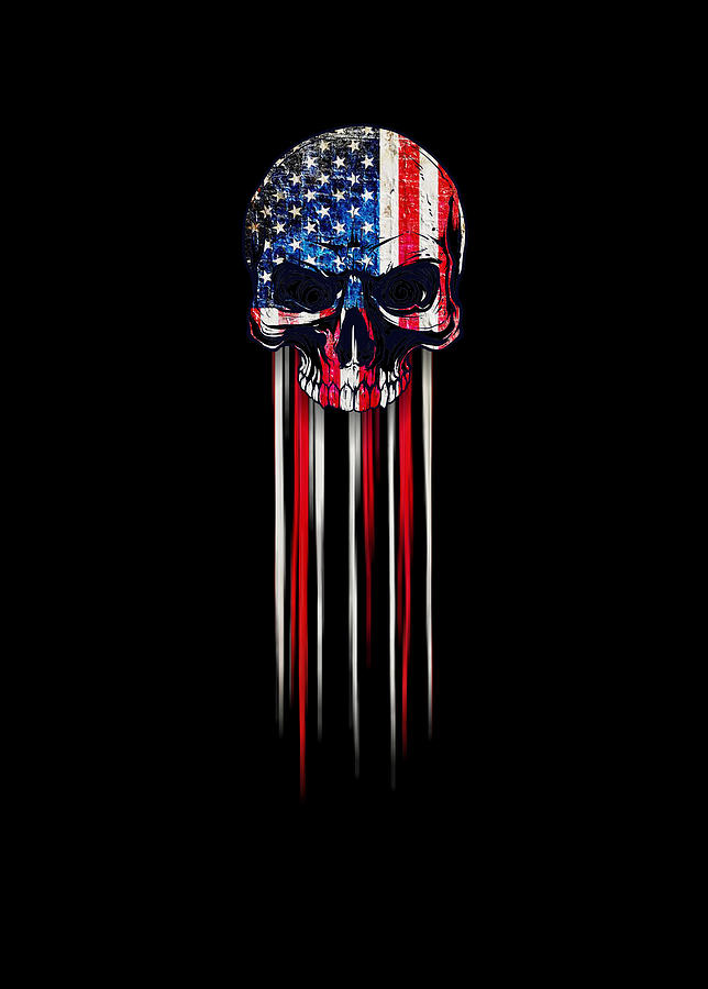 American Flag Evil Skull Hoodie Patriotic Scary 4th of July USA Sweatshirt 
