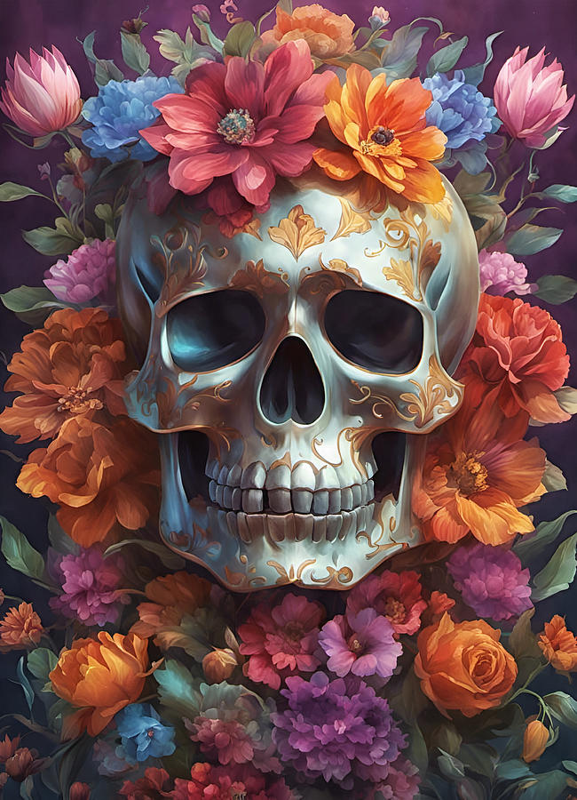 Skull and Flowers Photograph by Cate Franklyn