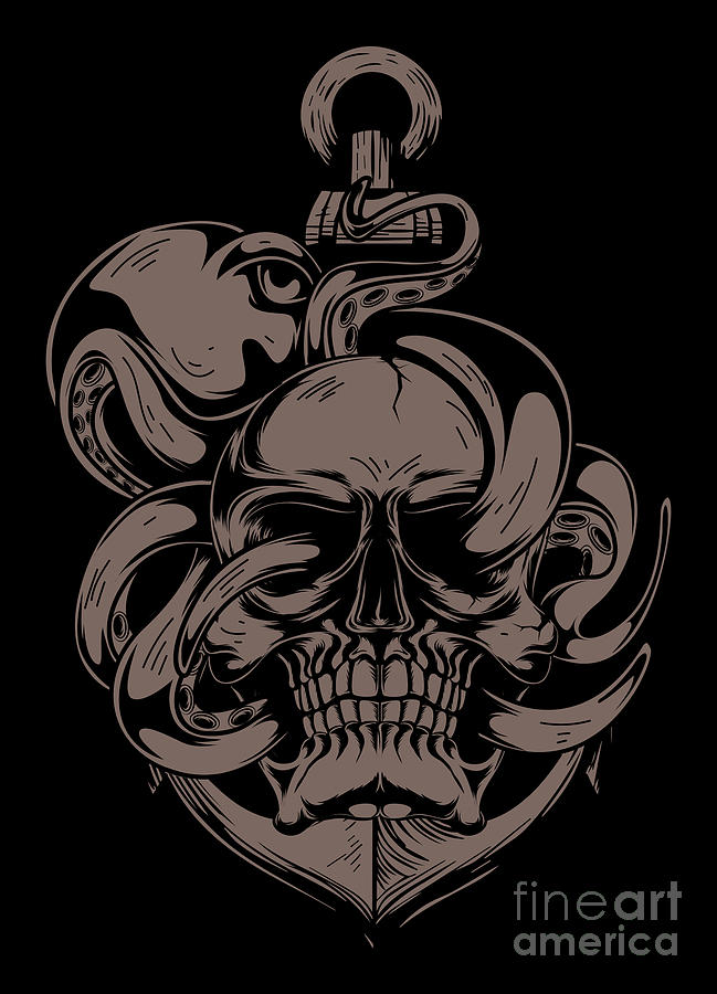 Octopus Digital Art - Skull And Octopus Heavy Metal by Mister Tee