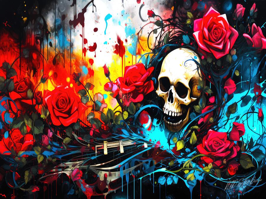 Skull And Roses 2 - Halloween Inspired Digital Art by Sykart Designs ...