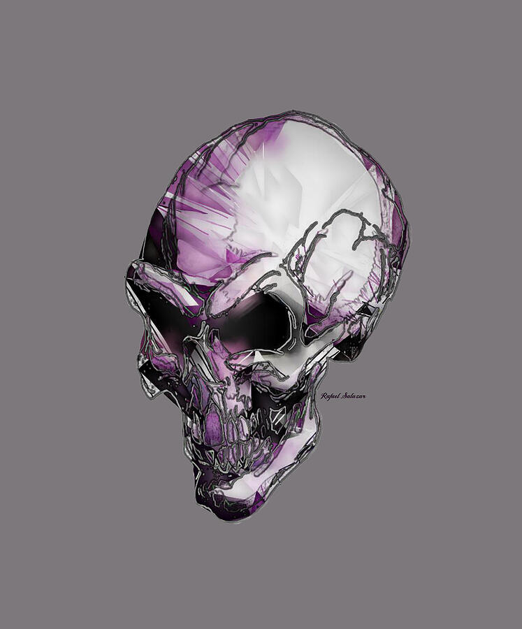 Skull art in purple Digital Art by Rafael Salazar