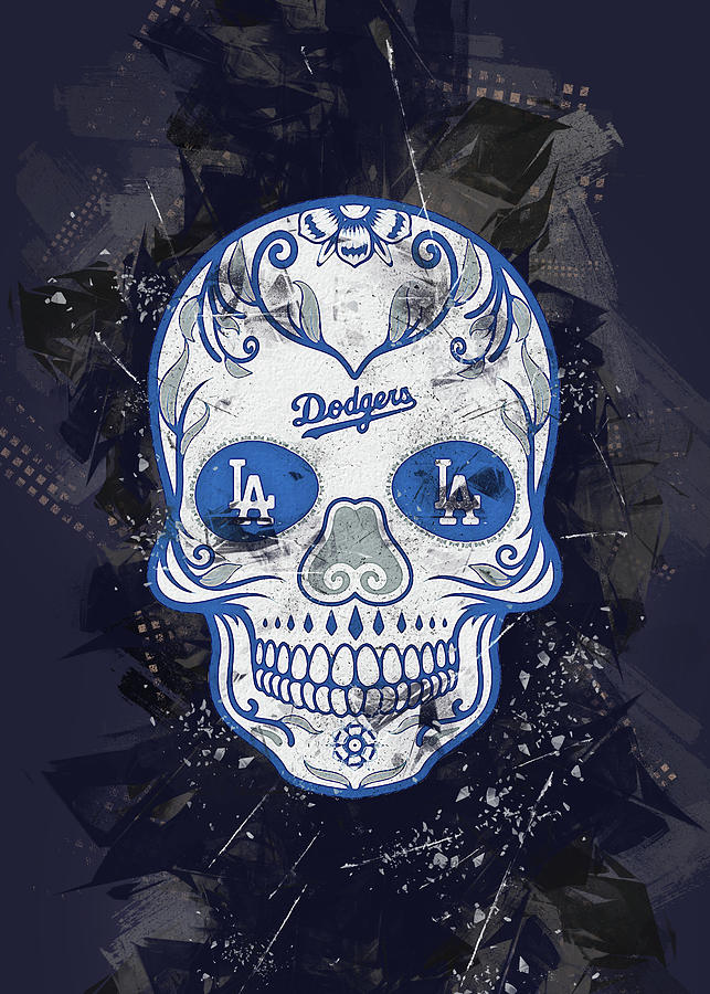Skull Baseball Los Angeles Dodgers Drawing by Leith Huber Fine Art